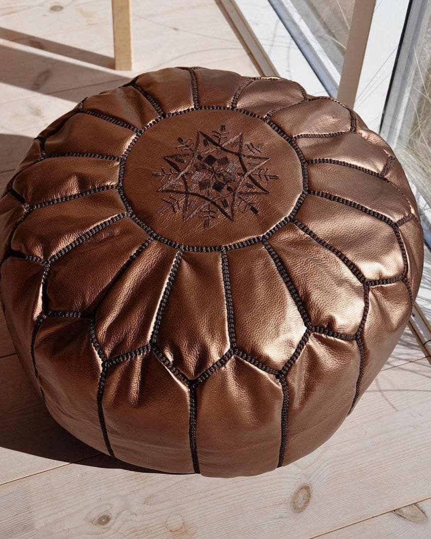 Bronze Faux Leather Pouf - Ettilux Home