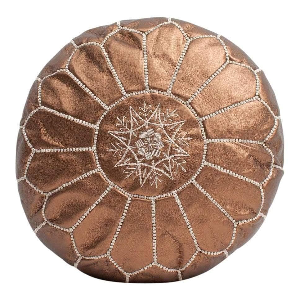 Bronze Faux Leather Pouf - Ettilux Home