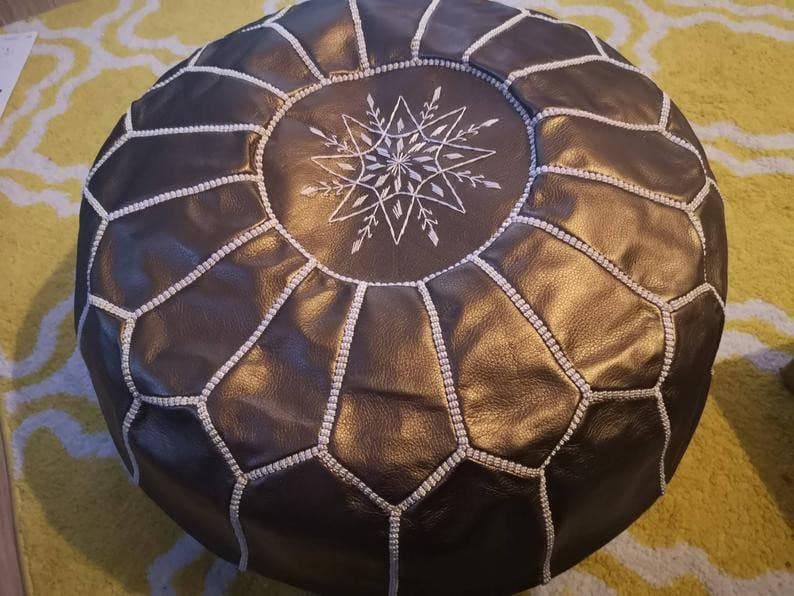 Bronze Faux Leather Pouf - Ettilux Home