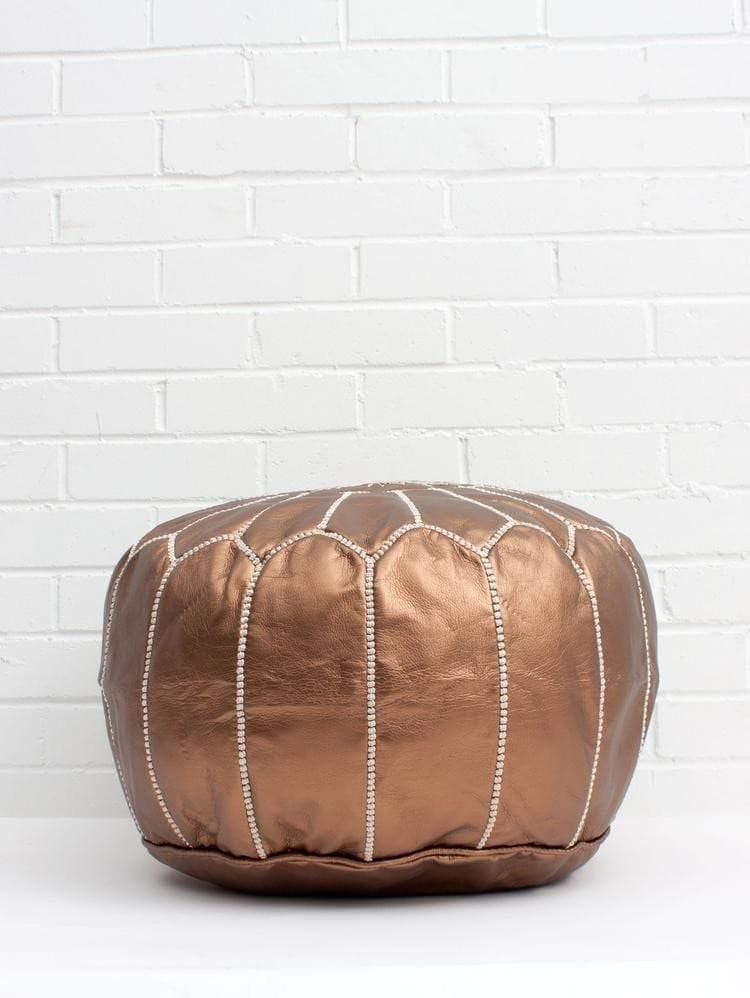 Bronze Faux Leather Pouf - Ettilux Home