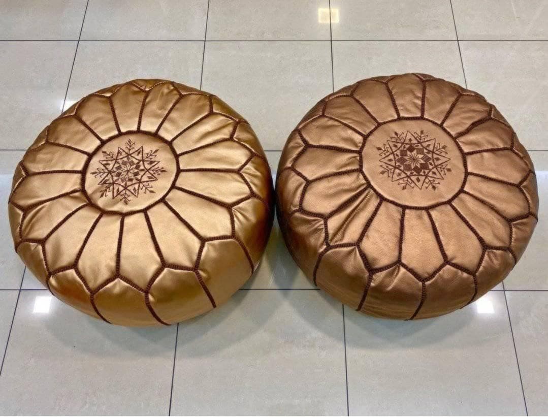 Bronze Faux Leather Pouf - Ettilux Home